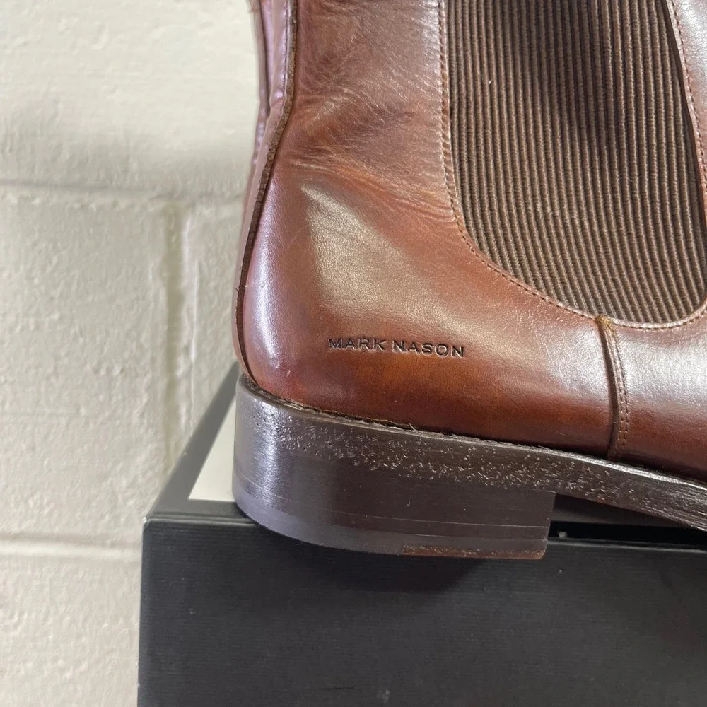 Mark Nason‎ Eastwood Franco Brown Leather Chelsea Boots Pull On Men's Size 13 US